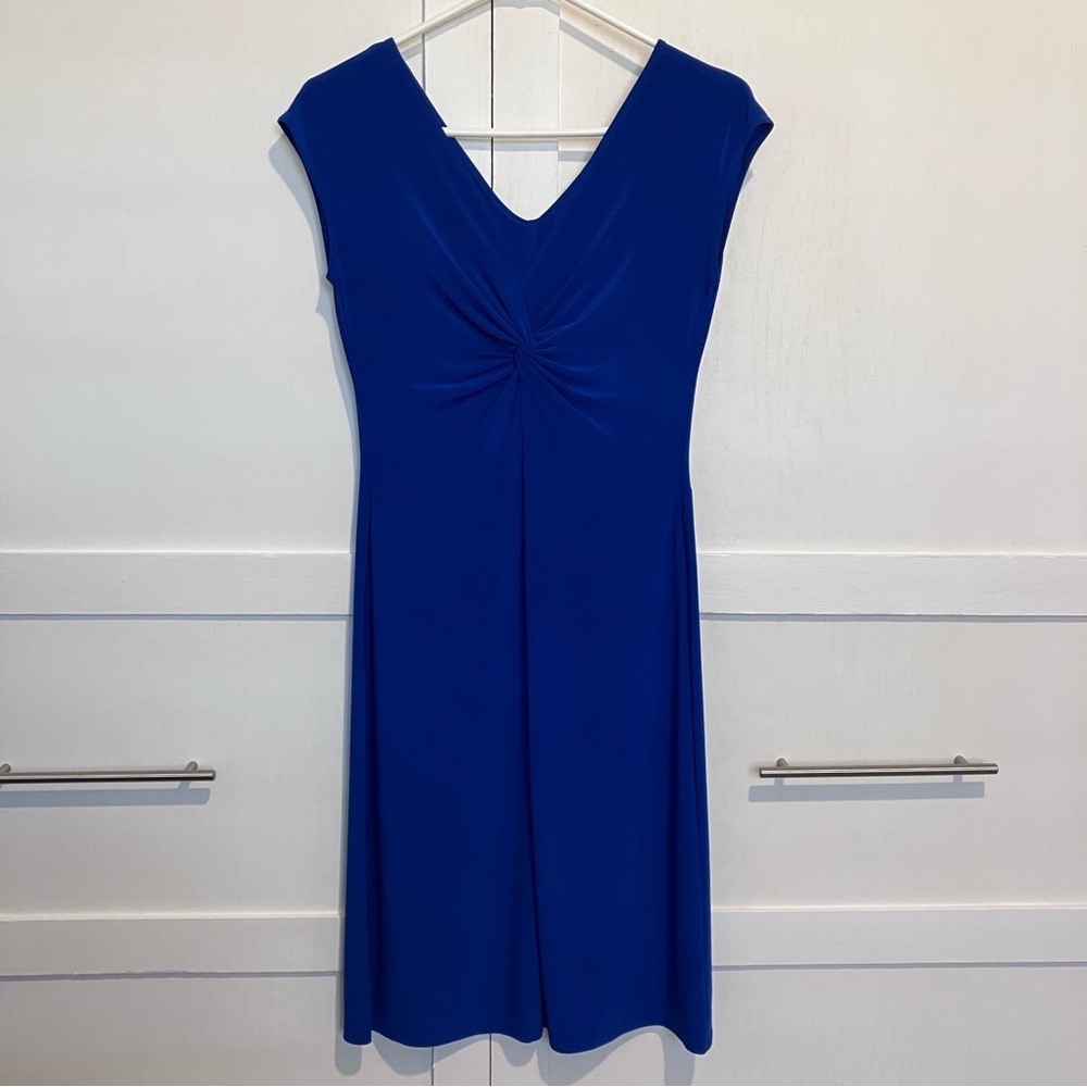 Blu Sage Blue Ruched V-Neck Sheath Dress, S - Picture 13 of 14